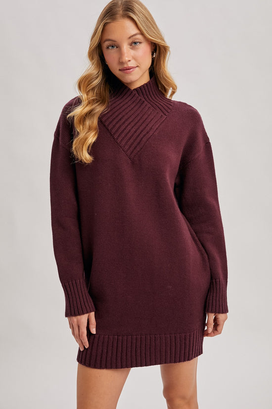 Cross Over Mock Neck Dress