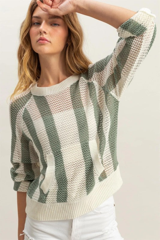 Striped Pocket Detail Sweater