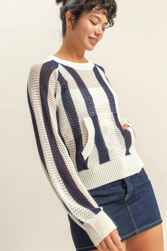 Striped Pocket Detail Sweater