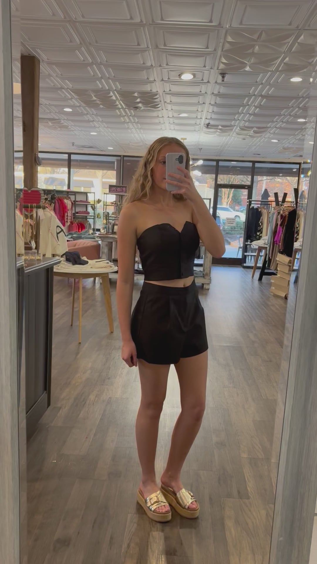 Load and play video in Gallery viewer, Button Down Tube Top And Shorts Set
