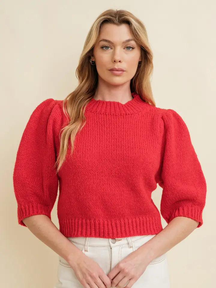 Trendy Puff Shoulder Sweater
