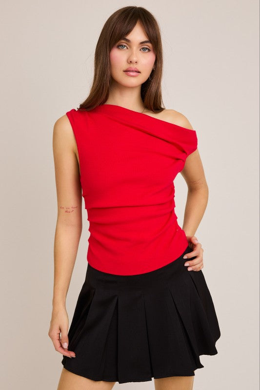 Asymmetrical Neck Sweater Top
