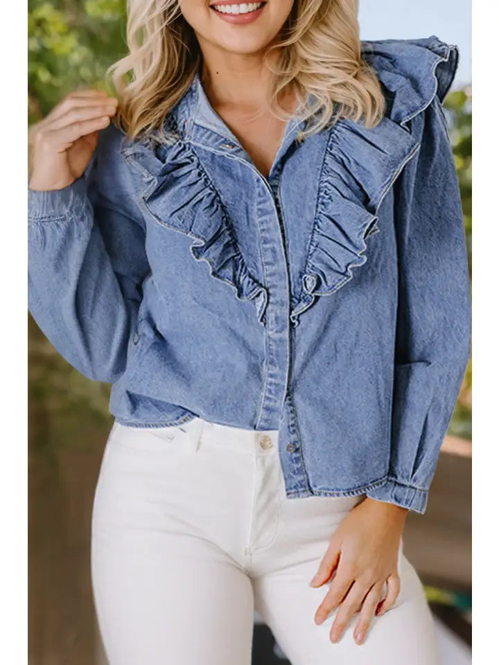 Ruffle Denim Top