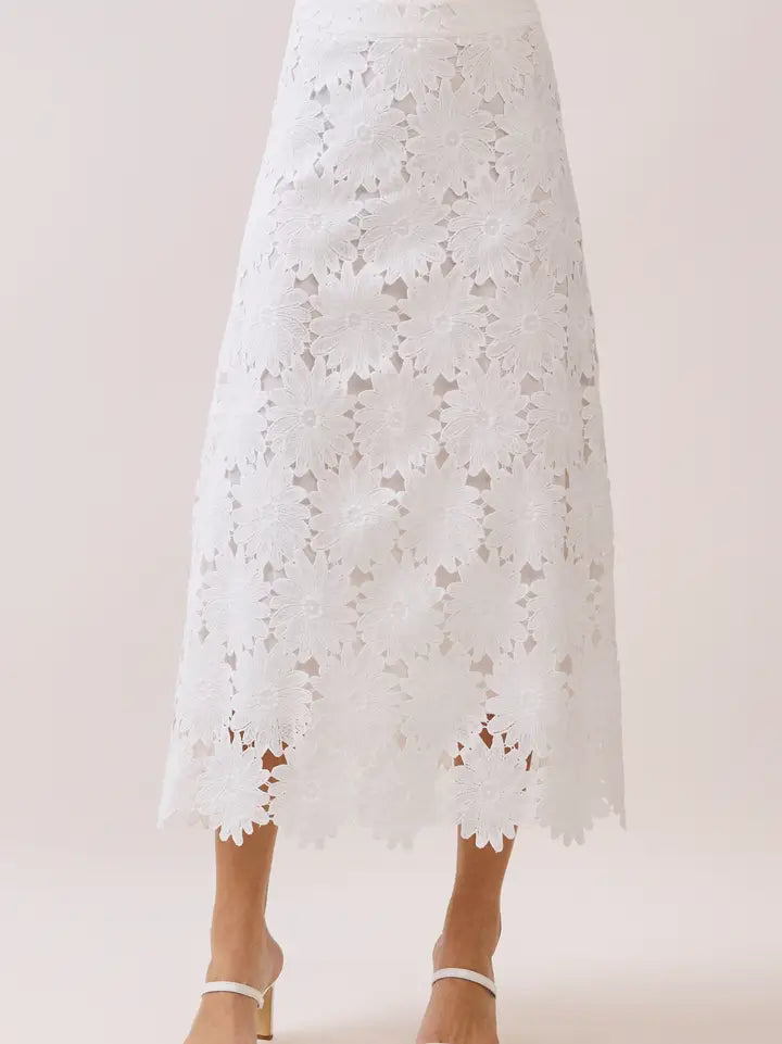 Floral Lace Midi Skirt