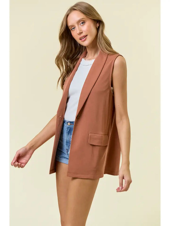 Shawl Neck Open Front Vest Blazer