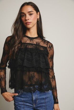 Lace Ruffle Layering Blouse