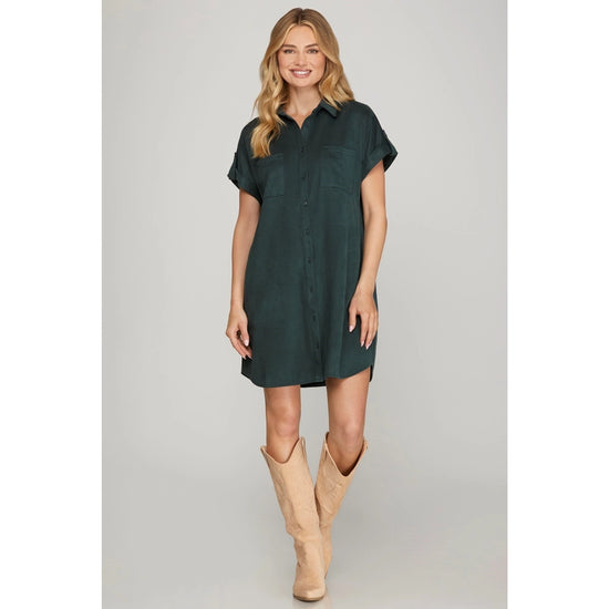 Suede Feel Shirt Dress