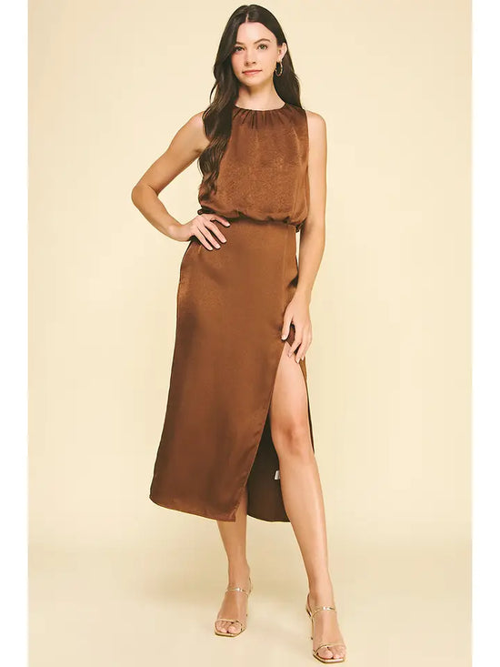 Silky Side Slit Dress
