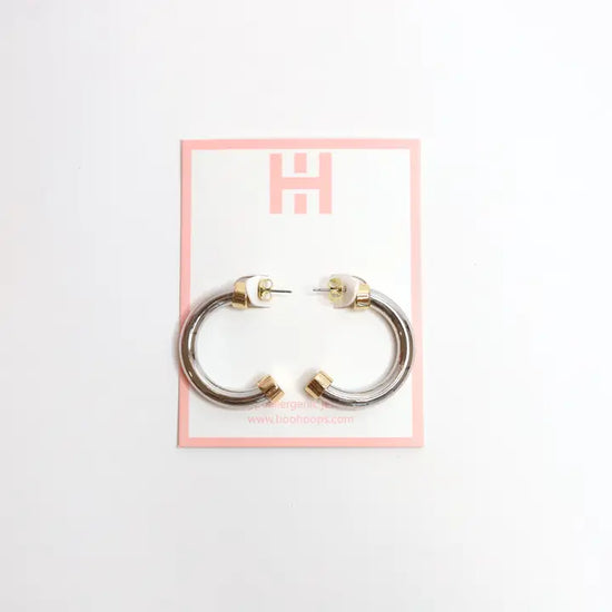 Small Hoop Earrings Silver w/Gold Accent