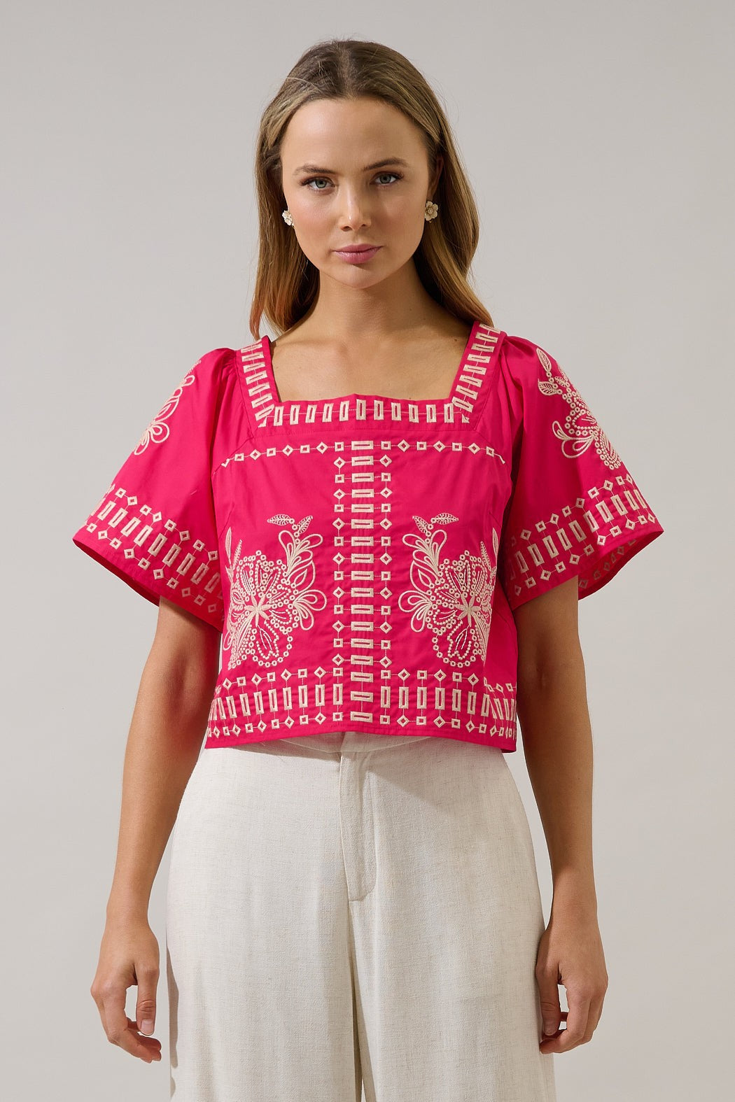 Silvia Embroidered Crop Top