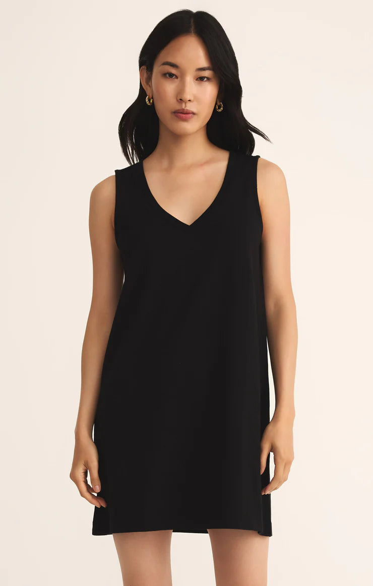 Z Supply Sloane V-Neck Jersey Denim Mini Dress