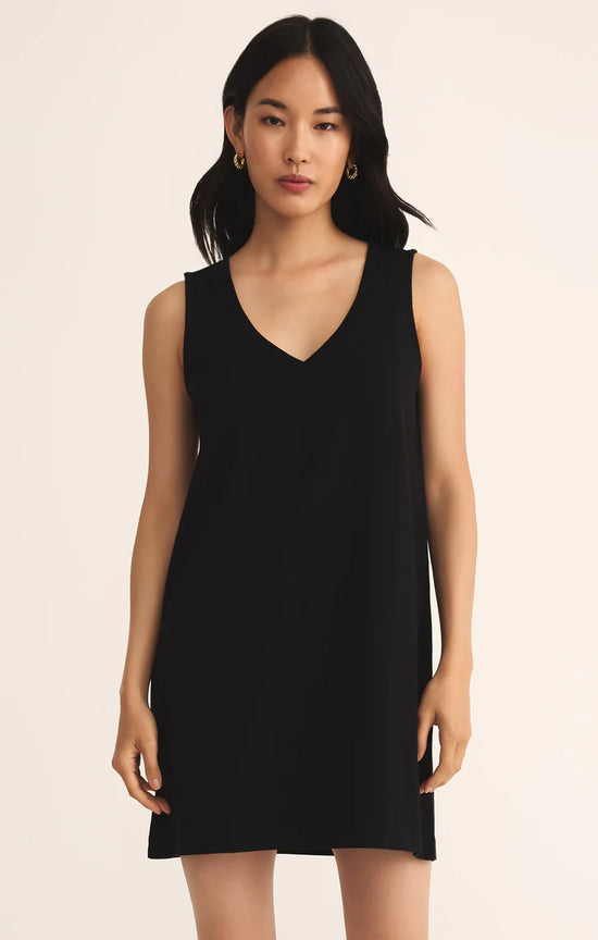 Z Supply Sloane V-Neck Jersey Denim Mini Dress
