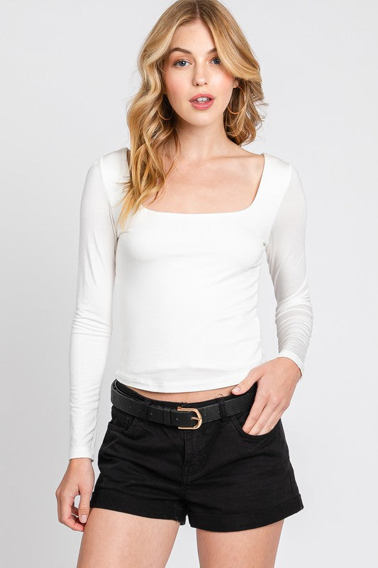 Square Neck Basic Jersey Top