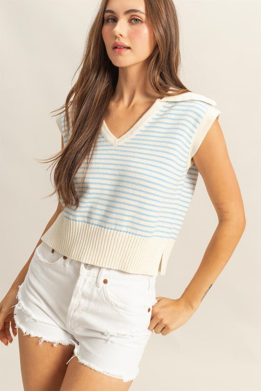 Striped Collared Sweater Vest