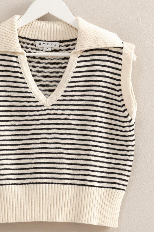 Striped Collared Sweater Vest