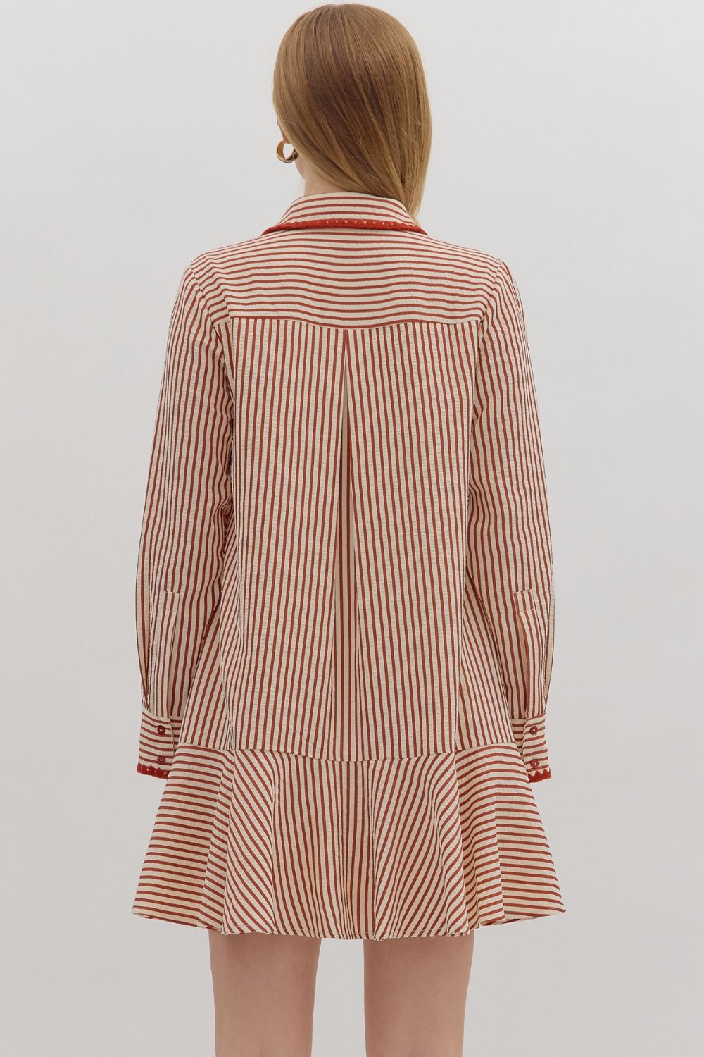 Striped Embroidered Mini Dress