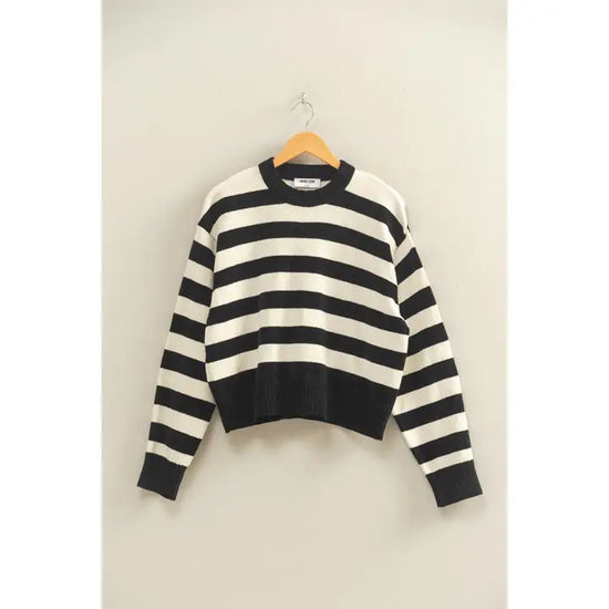 Striped Sweater with Ribbed Edge