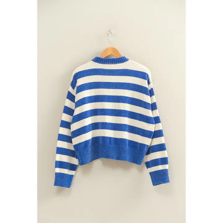 Striped Sweater with Ribbed Edge