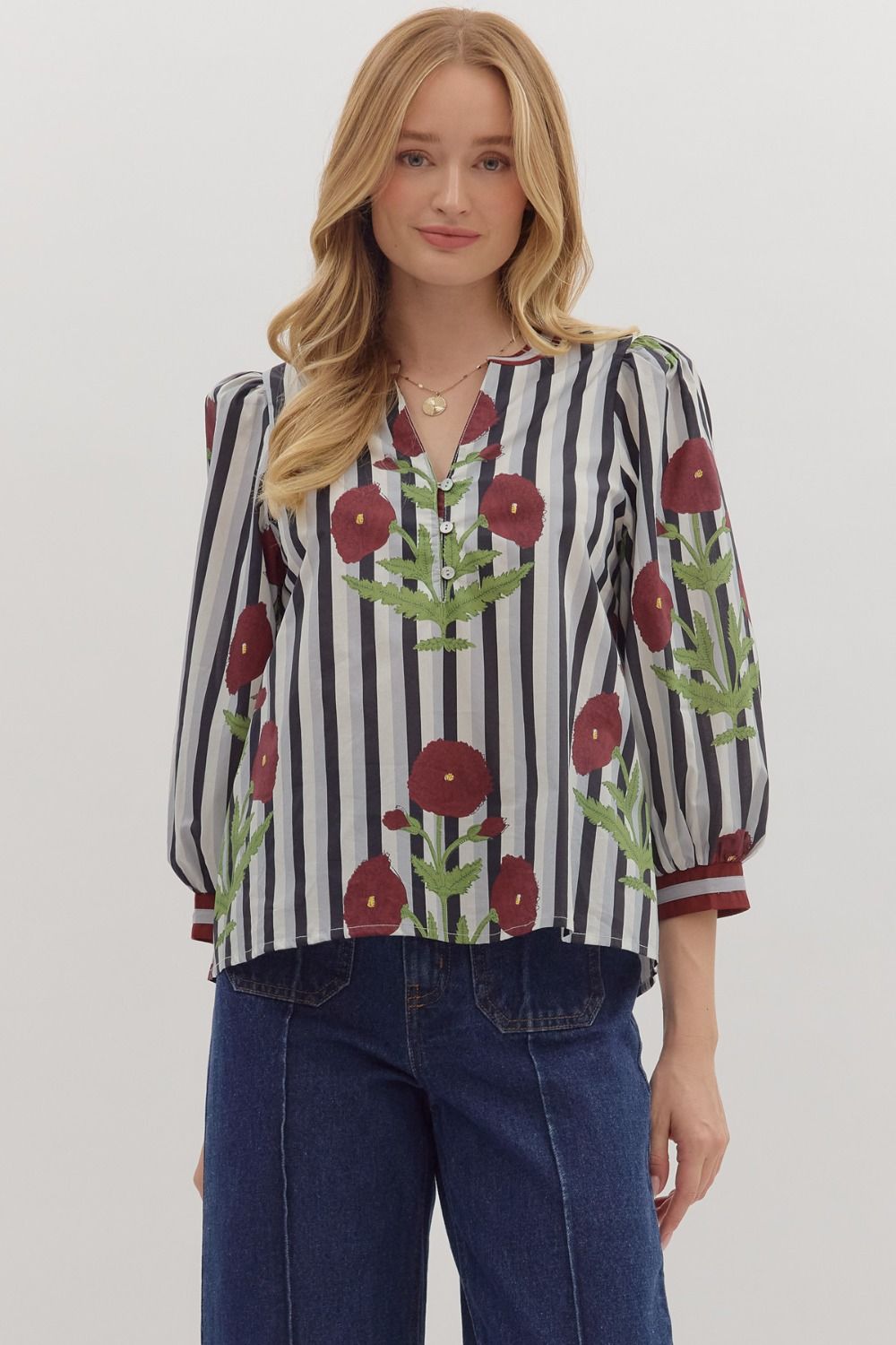 Stripe Floral Top