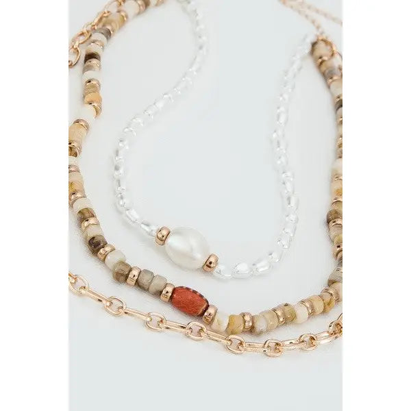 Stunning Multi Layer Bead Pearl Necklace