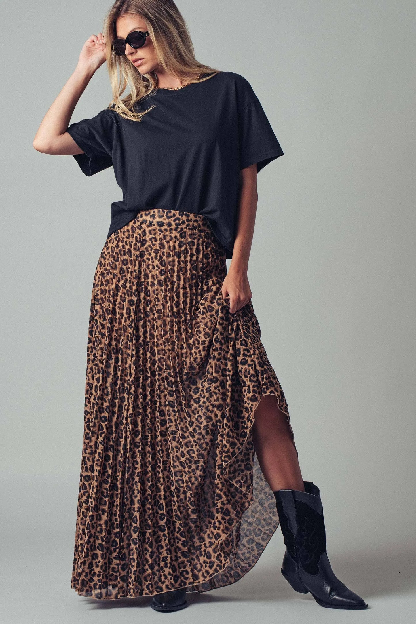 Savvy Pleated Midi Skirt