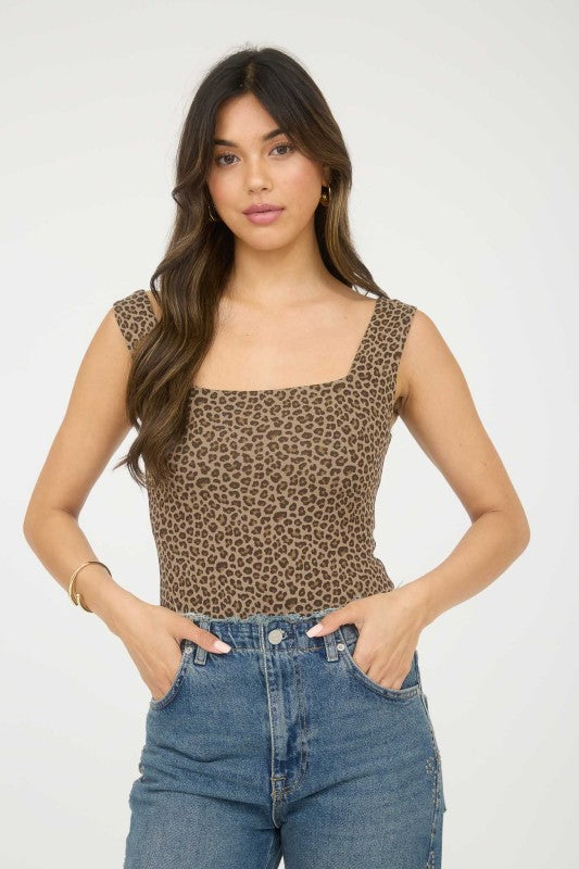 Leopard Square Neck Bodysuit