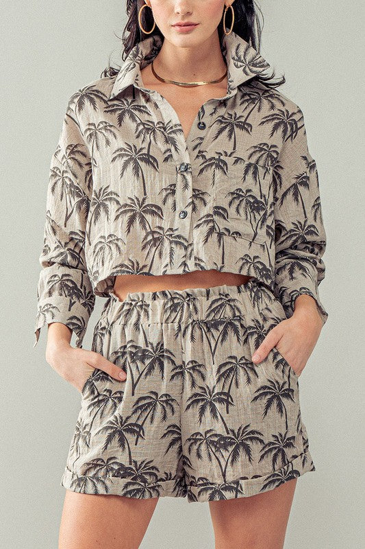 Palm Tree Shirt and Short Set
