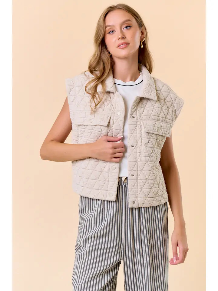 Quilted Patched Pocket Vest