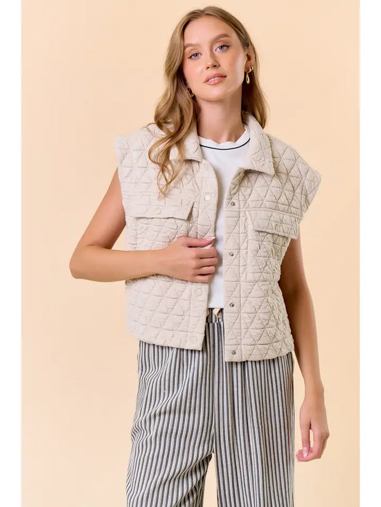 Quilted Patched Pocket Vest