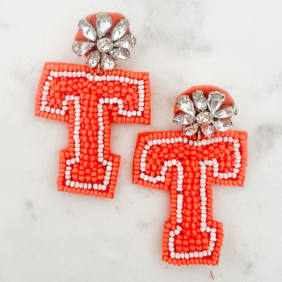 Load image into Gallery viewer, Team Letter Beaded Earrings
