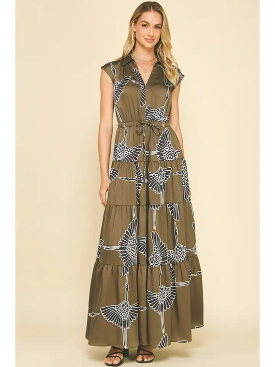 Floral Print Tiered Maxi Dress