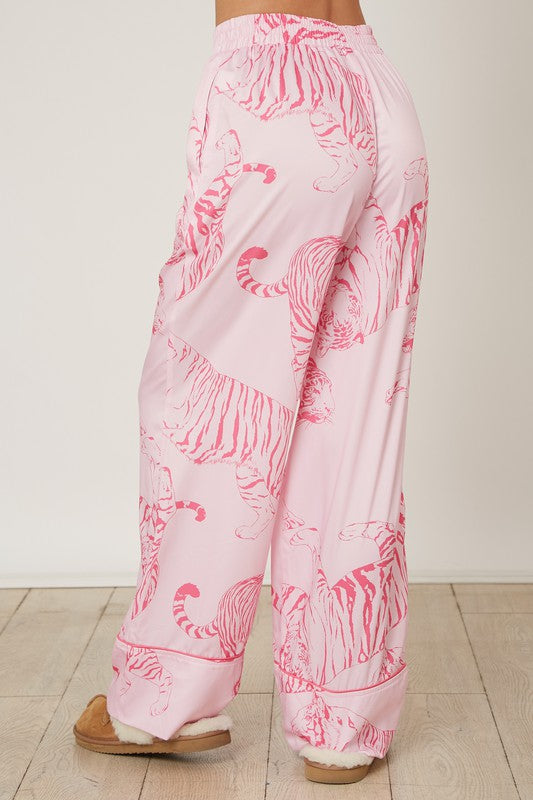 Load image into Gallery viewer, Tiger Print Satin Pajama Pants
