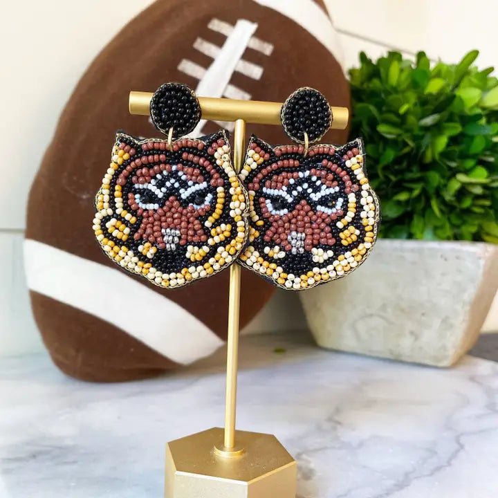 Tiger Beaded Game Day Earrings