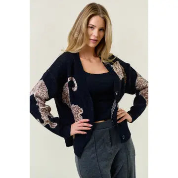 Tiger Printed Sweater Cardigan