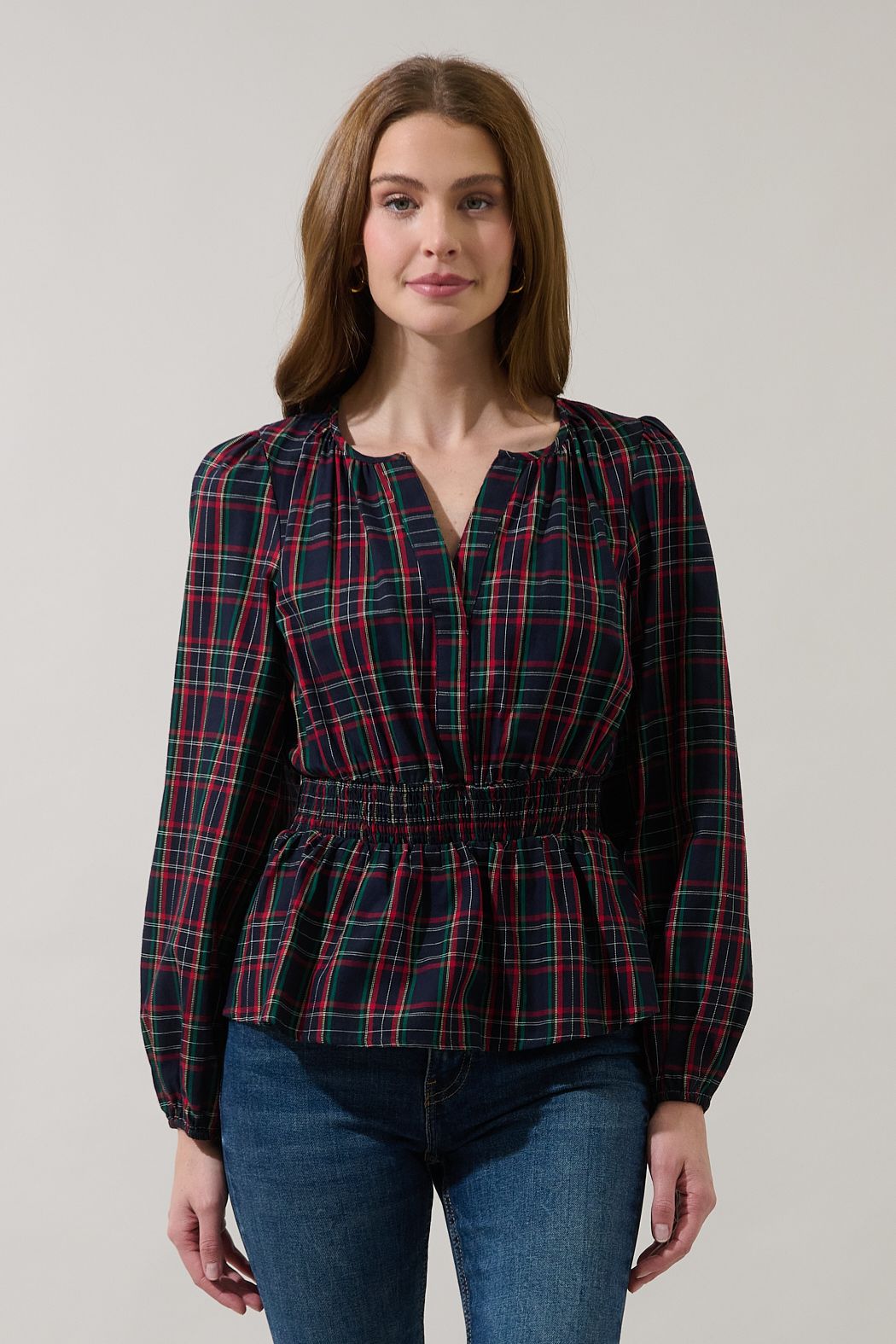 Chapman Plaid Smocked Top