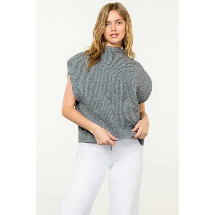 Turtleneck Ribbed Vest
