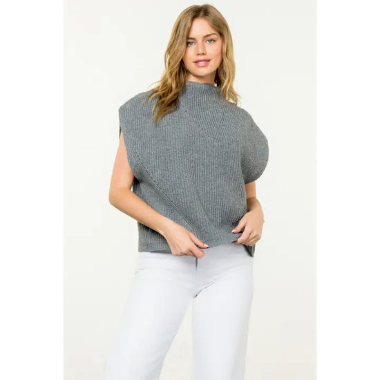 Turtleneck Ribbed Vest