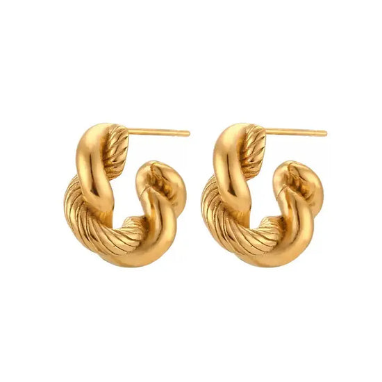Small Twisted Rope Hoop Earrings Waterproof