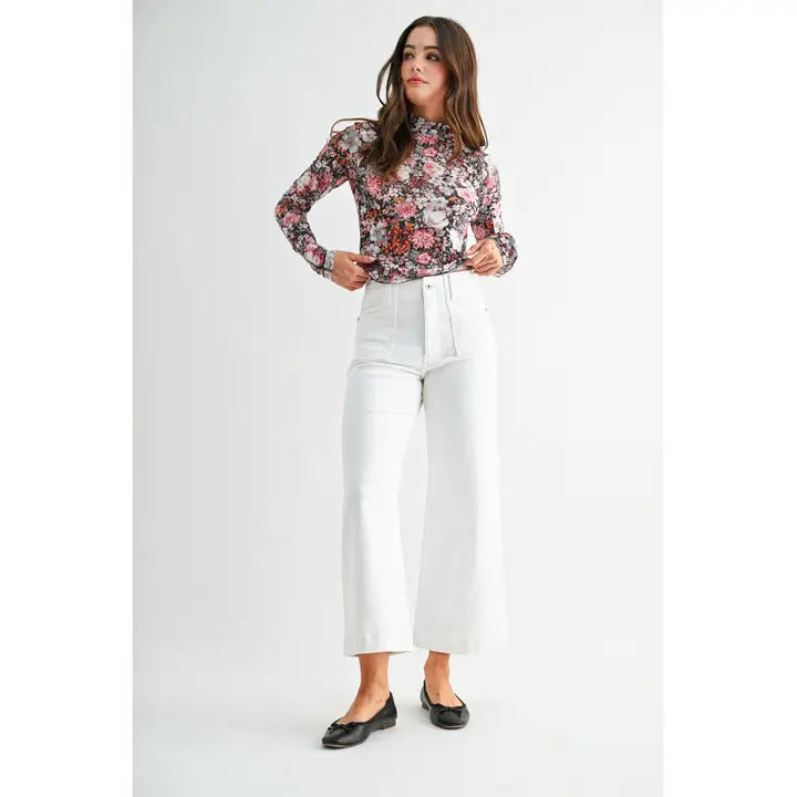 High-Rise Wide Crop Patch Pocket Jean
