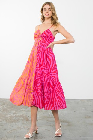 Colorblock Zebra Print Dress